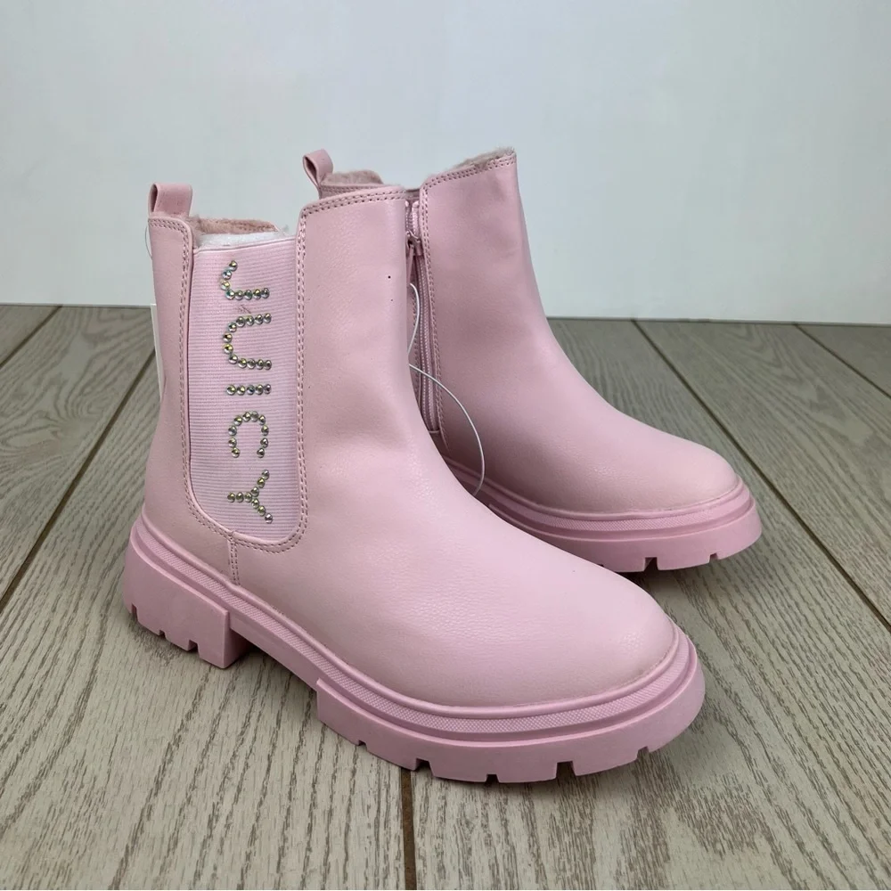 Juicy Couture Girl's Carlsbad Gem Embellished Boots 4 Kids Pink $50 FB3090